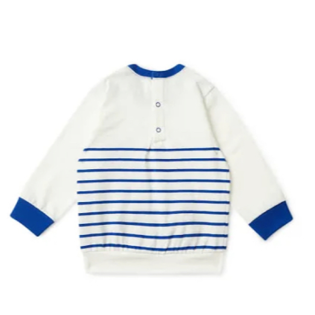 PETIT BATEAU(プチバトー)のプチバトー　ボーダー　ロゴ　トレーナー　スウェット　バイカラー キッズ/ベビー/マタニティのベビー服(~85cm)(トレーナー)の商品写真