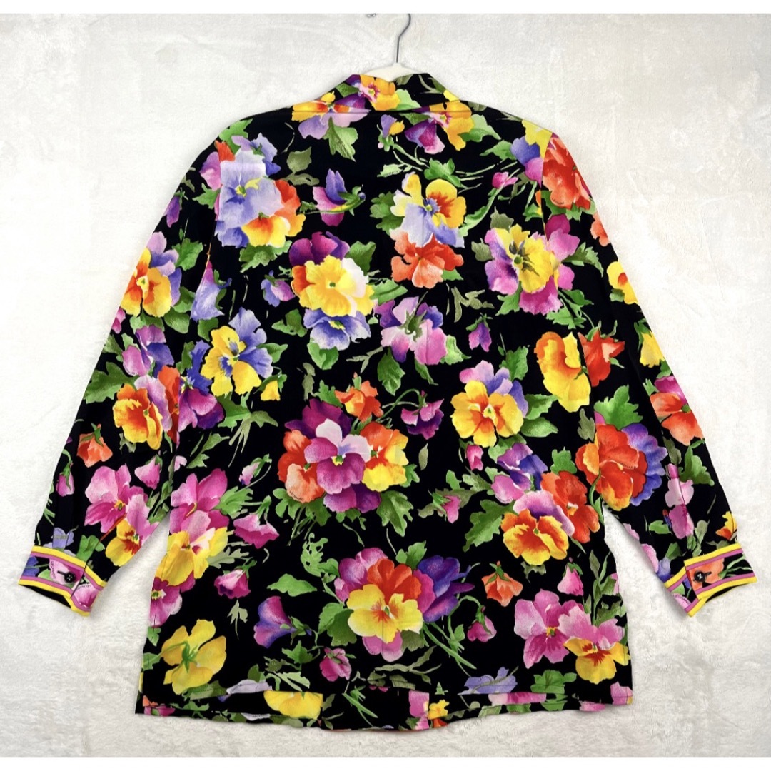 【極美品】レオナール シルク100% 総柄シャツ 花柄 レディース メンズ M