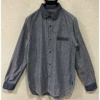 モモタロウジーンズ(MOMOTARO JEANS)の＊モモタロウ 桃太郎ジーンズ 総柄 丸襟 シャンブレー 長袖シャツ 38(シャツ)