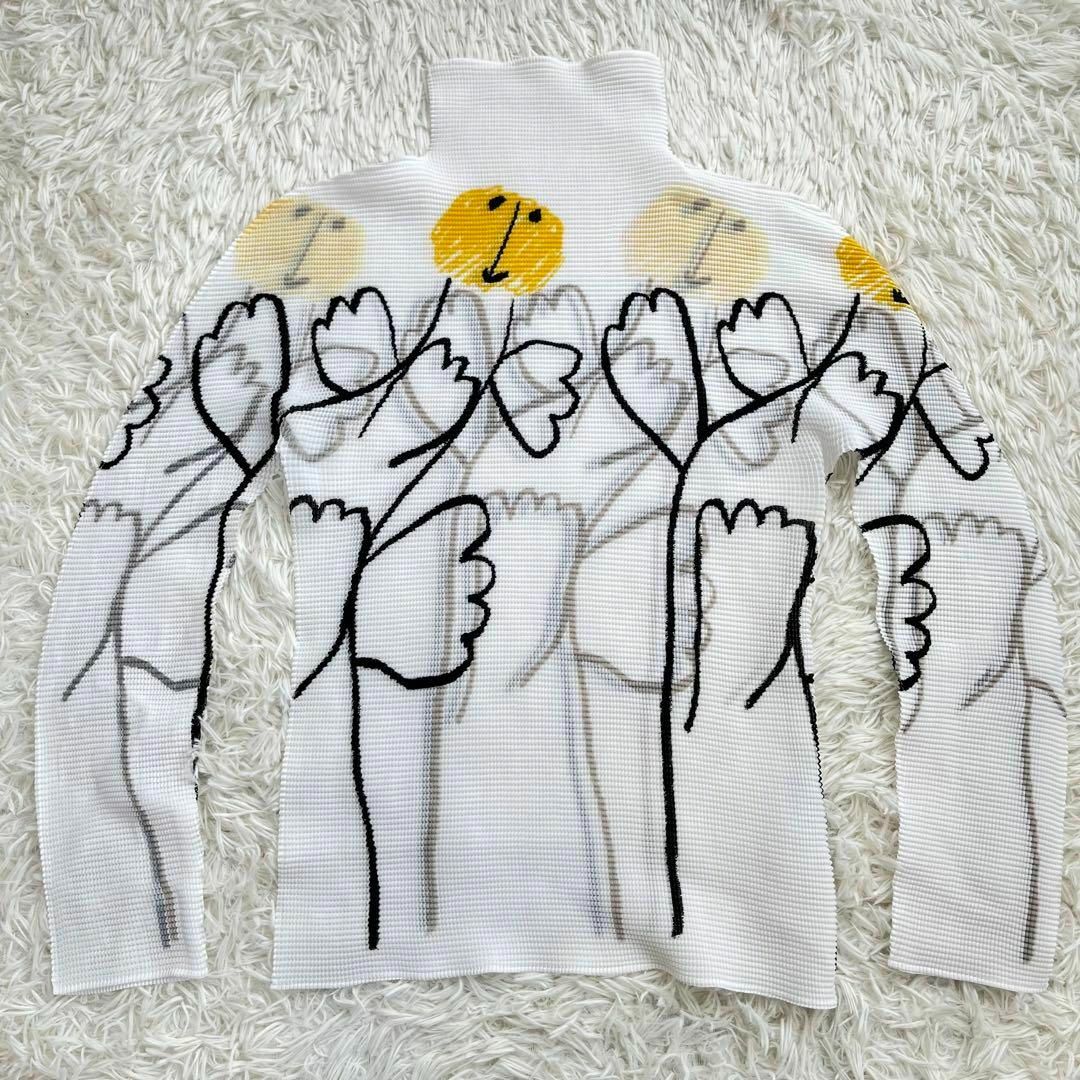 【美品】ISSEY MIYAKE me 長袖カットソー ワッフル プリーツ 総柄