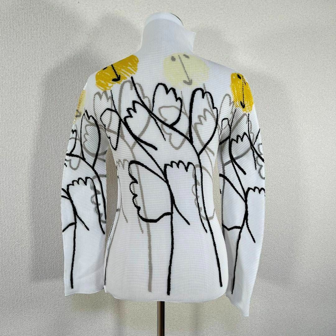【美品】ISSEY MIYAKE me 長袖カットソー ワッフル プリーツ 総柄