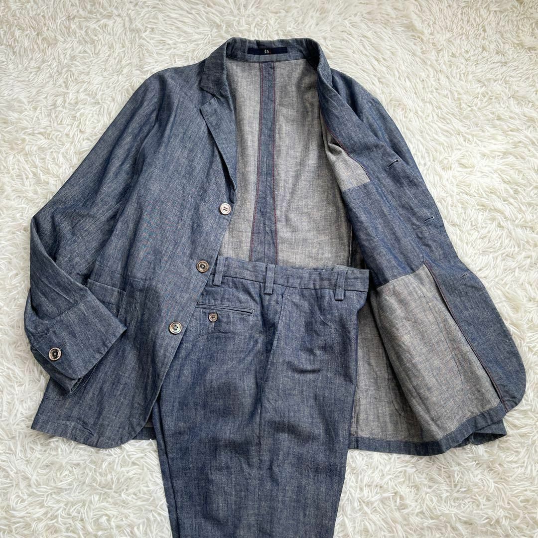 45R - 【美品】45R シャンブレー生地 スーツ セットアップ デニム