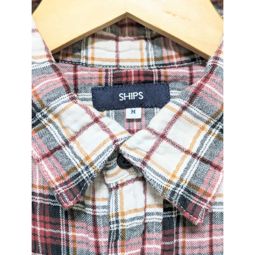SHIPS シップス フーディー 長袖 チェック シャツ M-