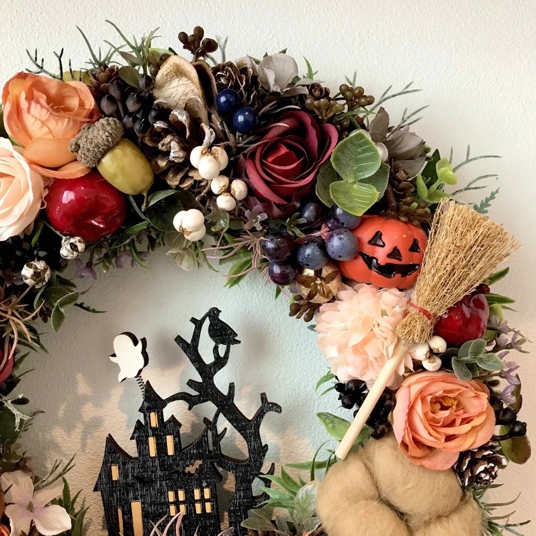 ハロウィン 木の実たっぷりリース ハンドメイド