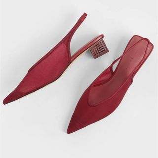 チャールズアンドキース(Charles and Keith)のCHARLES&KEITH◆美品◆メッシュスリングバックヒール size38(ハイヒール/パンプス)