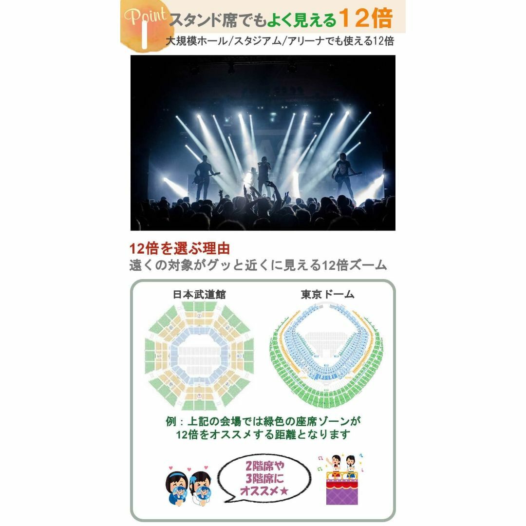 【色: パープル】トレジャーコレクト 12倍 双眼鏡 ライブ用 軽量 アリーナ  スマホ/家電/カメラのカメラ(その他)の商品写真