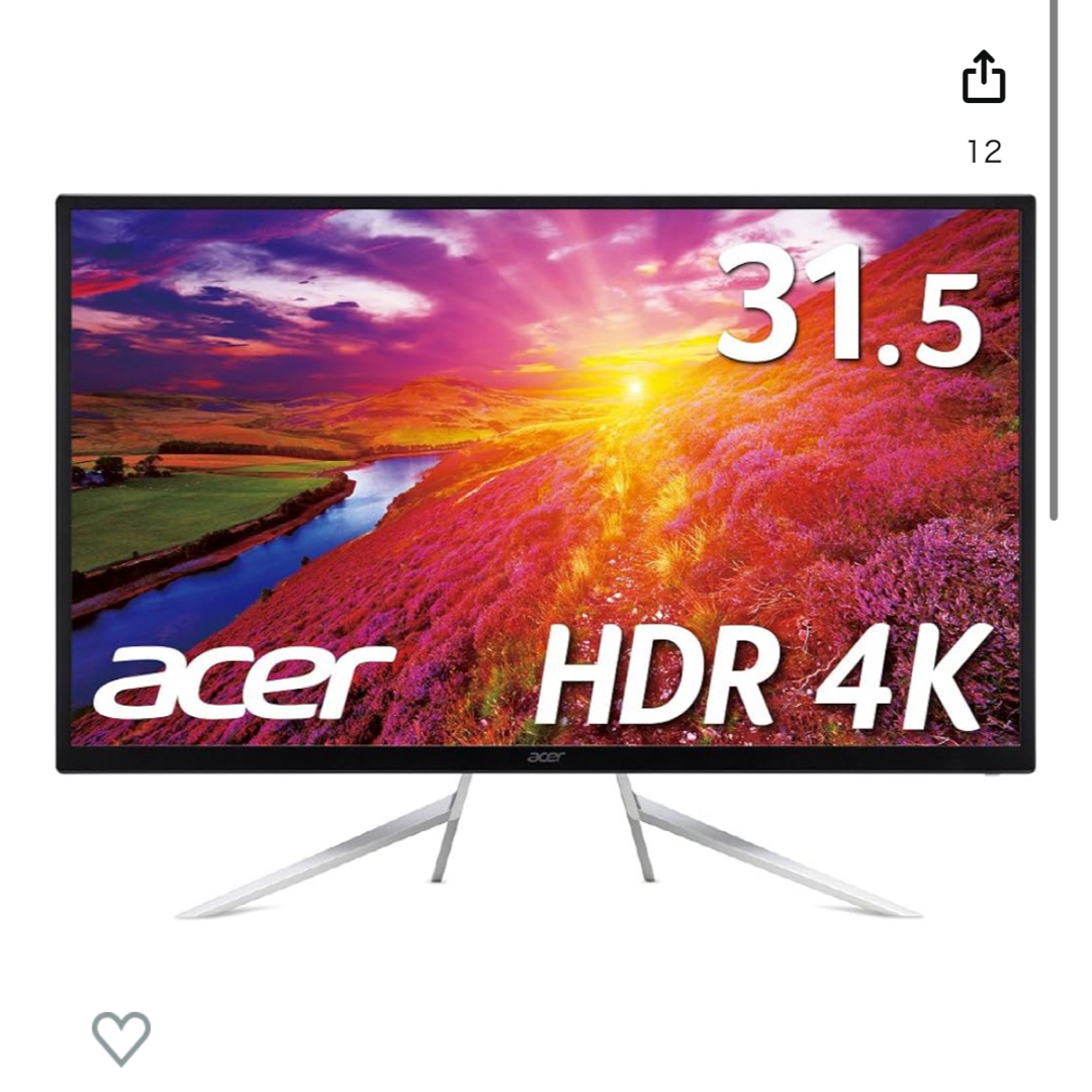 Acer(エイサー)のAcer 4K モニターディスプレイ ET322QKAbmiipx 31.5 スマホ/家電/カメラのPC/タブレット(ディスプレイ)の商品写真