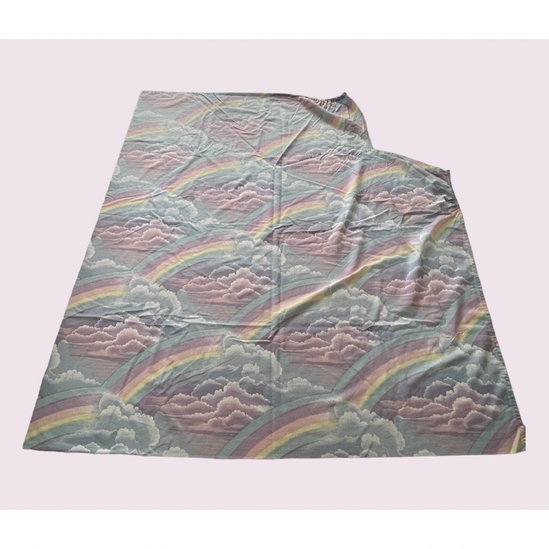 🌈☁️ vintage fabric ビンテージシーツ　パステル　レインボー