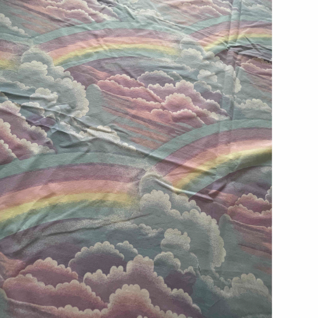 🌈☁️ vintage fabric ビンテージシーツ　パステル　レインボー