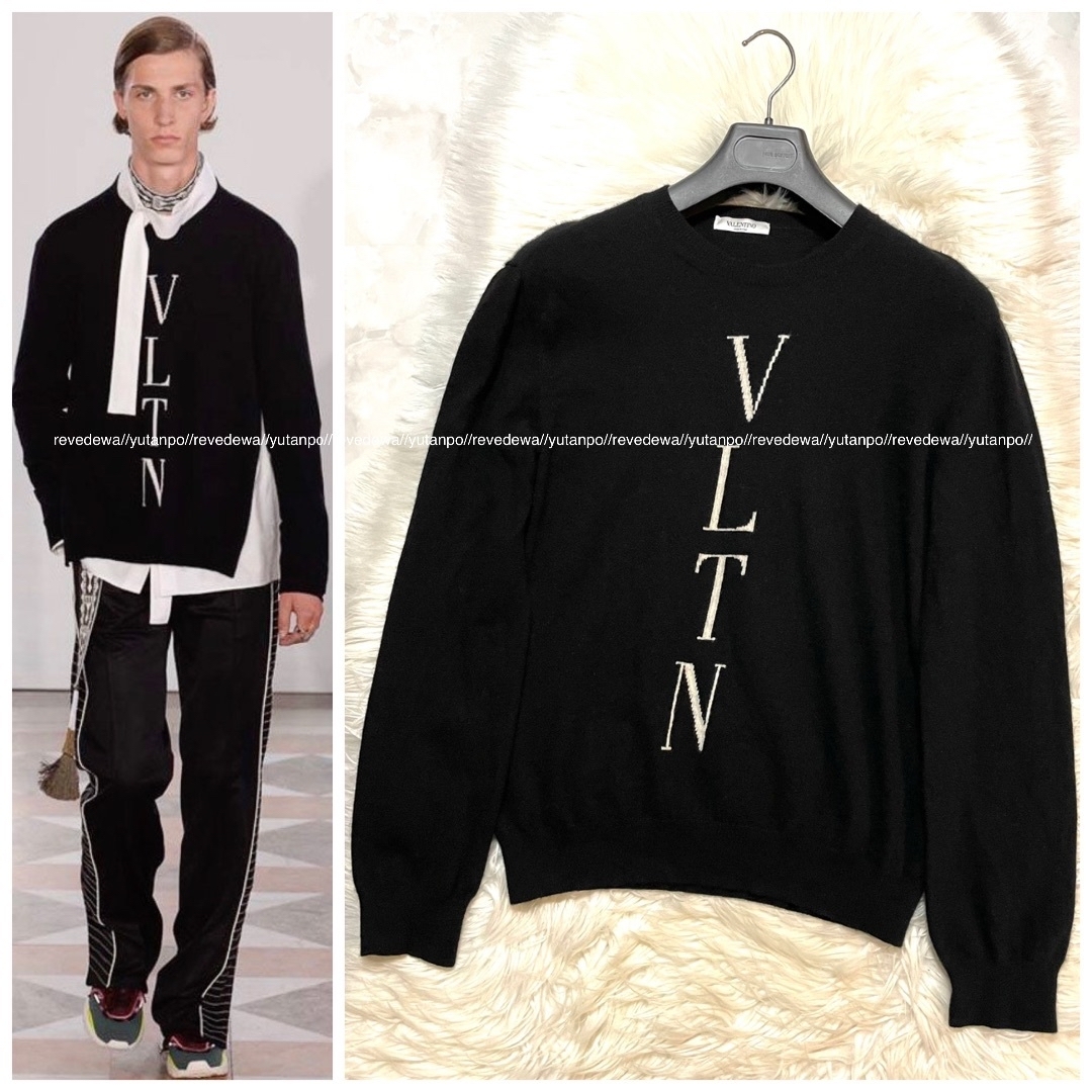 本物 ランウェイ ヴァレンティノ VLTN LOGO カシミア セーター 黒 M