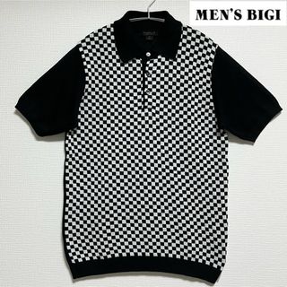 メンズビギ(MEN'S BIGI)の【新品】Men’s BIGI メンズビギ チェッカーフラッグ柄コットンニットポロ(ニット/セーター)