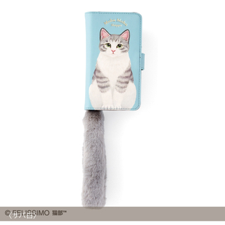 フェリシモ(FELISSIMO)の猫のしっぽストラップ付き　マルチスマホカバー　サバ白　新品　フェリシモ猫部(iPhoneケース)
