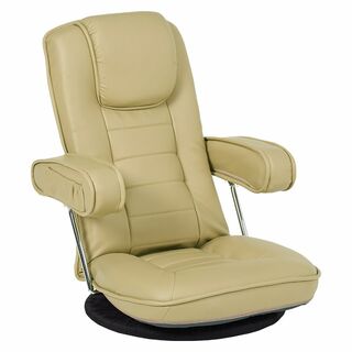 座椅子 リクライニングチェア 360度回転 肘掛け付き 合皮レザー パーソナルチ(座椅子)
