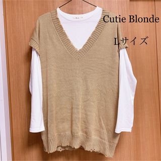 キューティーブロンド(Cutie Blonde)のCutie Blondeキューティーブロンド/レイヤードトップスLサイズ/重ね着(カットソー(長袖/七分))