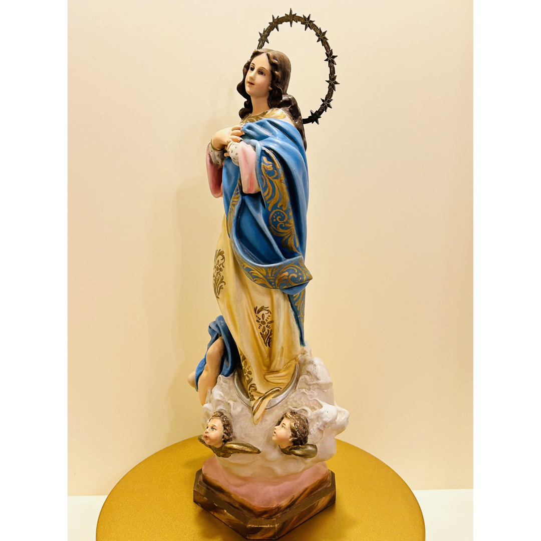 超超希少36cm】✞無原罪の御宿り 胸に手を当てる聖母マリア像 超超希少36cm】✞無原罪の御宿り 胸に手を当てる聖母マリア像