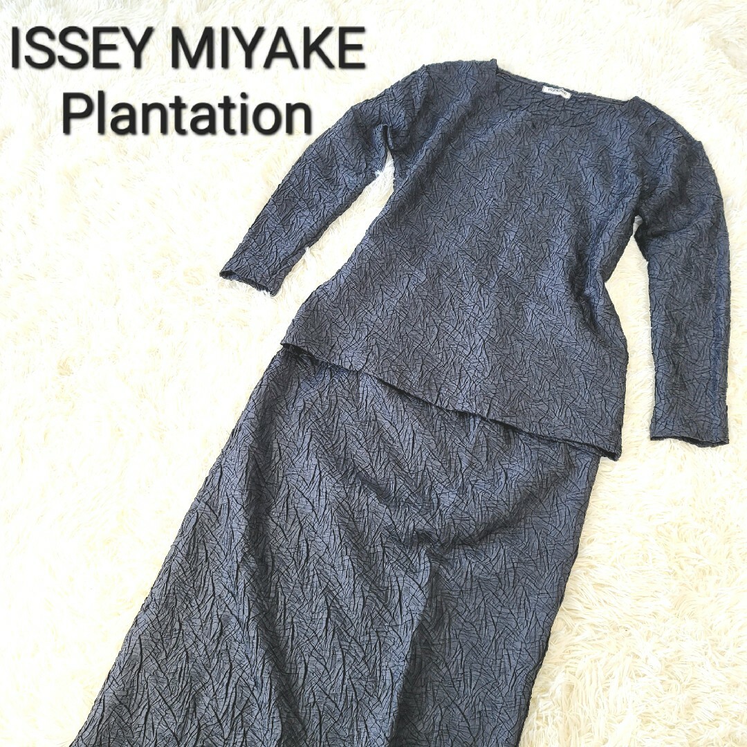 ISSEY MIYAKE Plantation セットアップ シワ加工 ブラック-