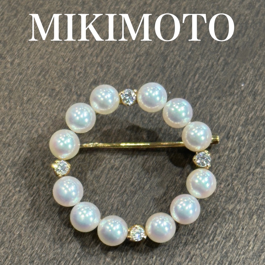 MIKIMOTO 750YG ベビーパール4.1〜4.2㎜天然ダイヤブローチ - ブローチ ...