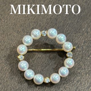 ミキモト(MIKIMOTO)のMIKIMOTO 750YG ベビーパール4.1〜4.2㎜天然ダイヤブローチ(ブローチ/コサージュ)