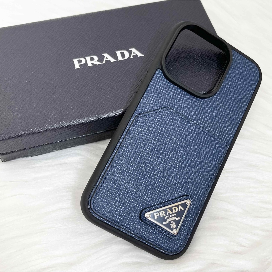 【極美品】PRADA iPhone14pro ケース サフィアーノレザー 三角