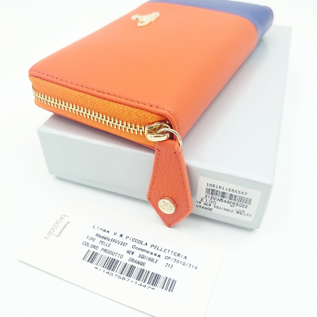 新品】Vivienne Westwood 長財布 オレンジ/ブルー 新品】Vivienne Westwood 長財布 オレンジ/ブルー
