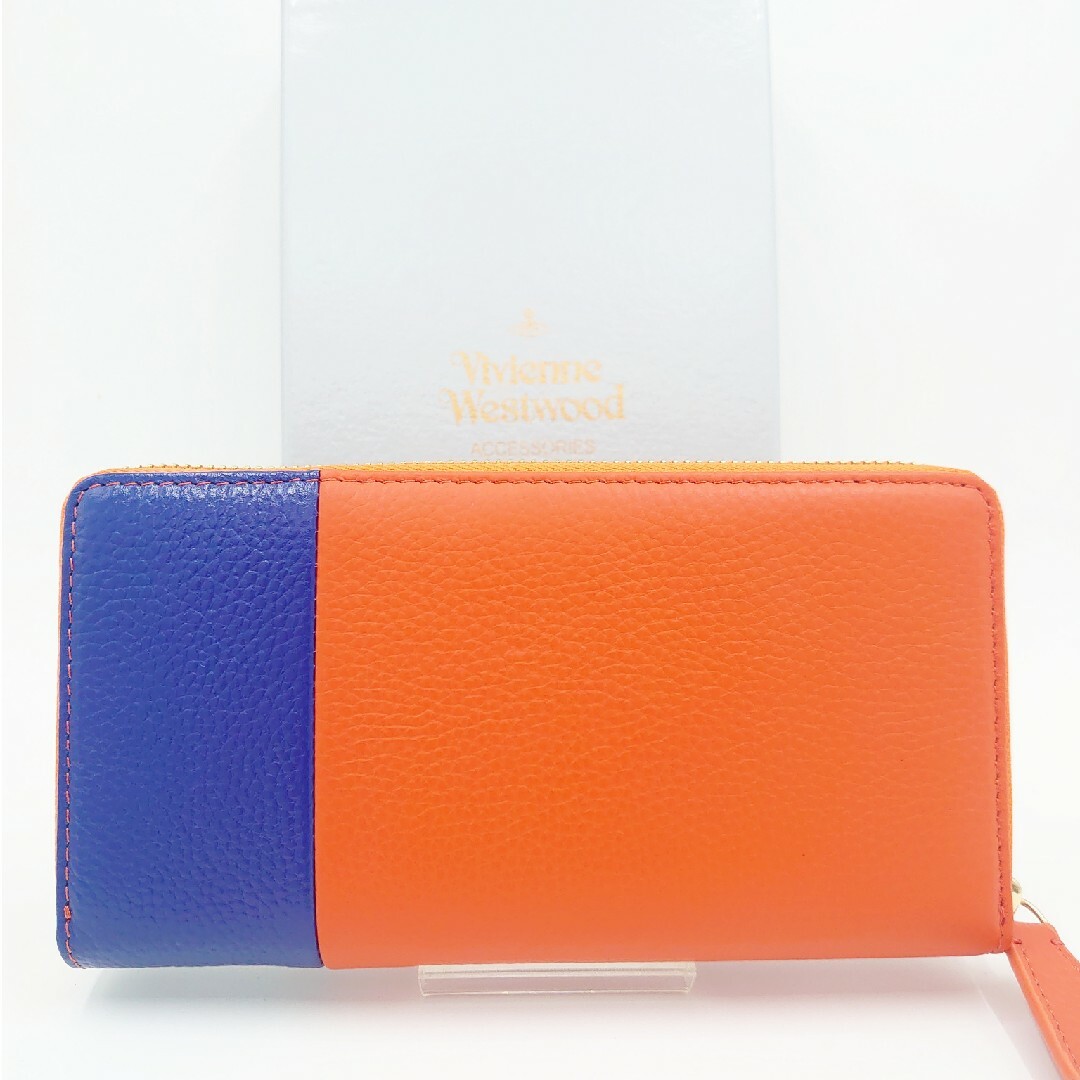 新品】Vivienne Westwood 長財布 オレンジ/ブルー 新品】Vivienne Westwood 長財布 オレンジ/ブルー