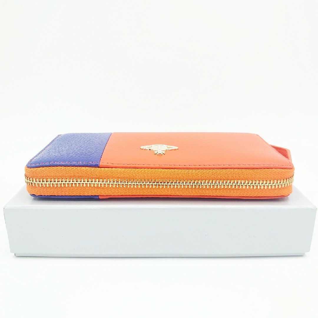 新品】Vivienne Westwood 長財布 オレンジ/ブルー 新品】Vivienne Westwood 長財布 オレンジ/ブルー