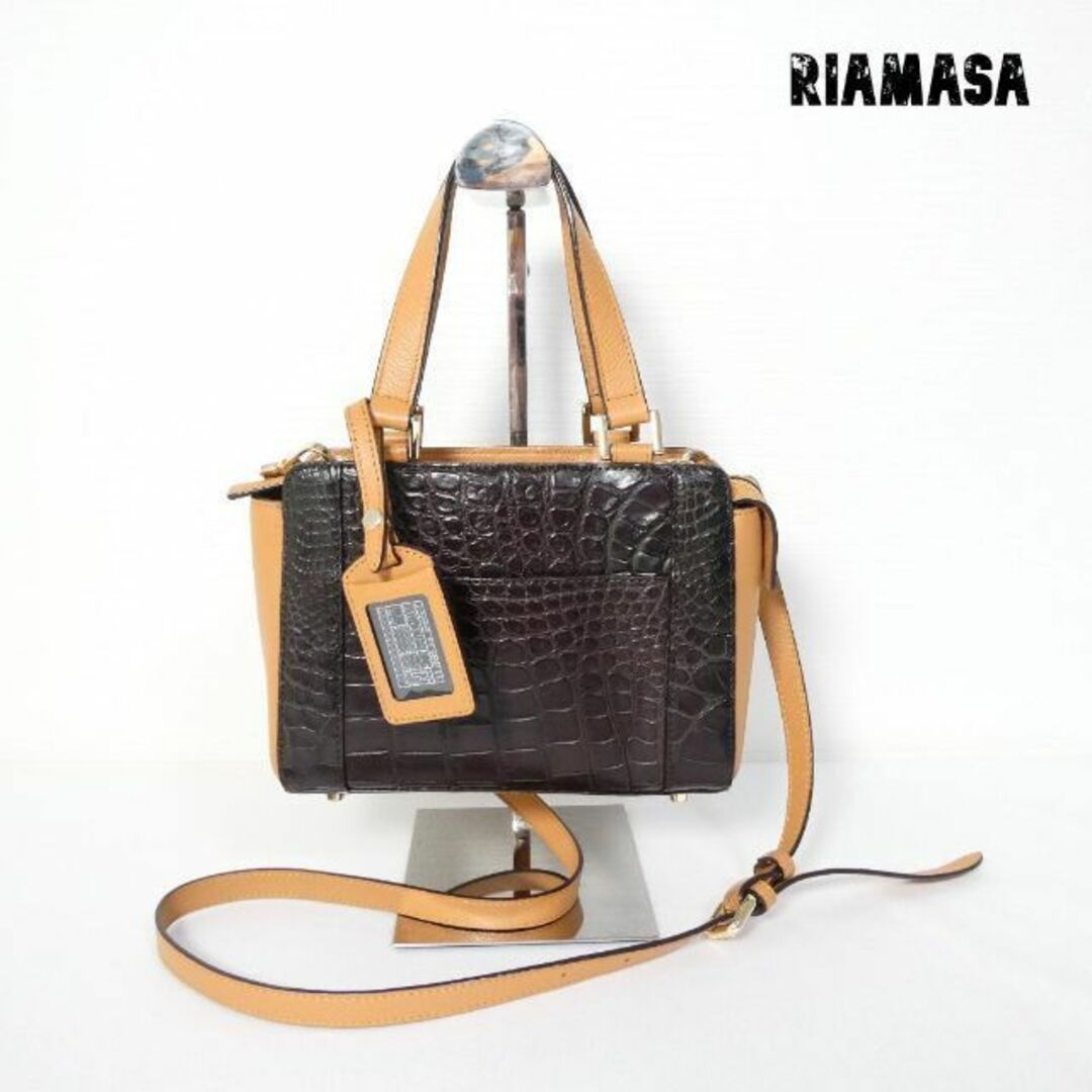 美品 RIAMASA クロコダイル型押し レザー 2WAY ハンドバッグの通販 by
