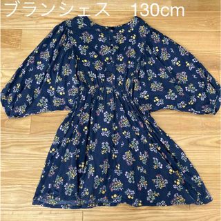 ブランシェス(Branshes)のブランシェス花柄8分袖ワンピース130cm綿100(ワンピース)