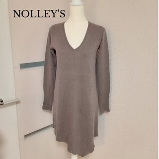 ノーリーズ(NOLLEY'S)のNOLLEY'Sブラウンベージュ 変形チュニックニットセーター Mサイズ(ニット/セーター)