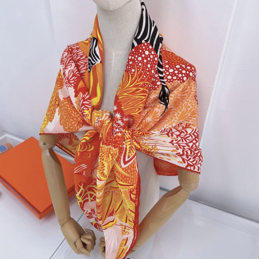 @H103 大判 スカーフ ストール オレンジ ゼブラ レディースのファッション小物(ストール/パシュミナ)の商品写真