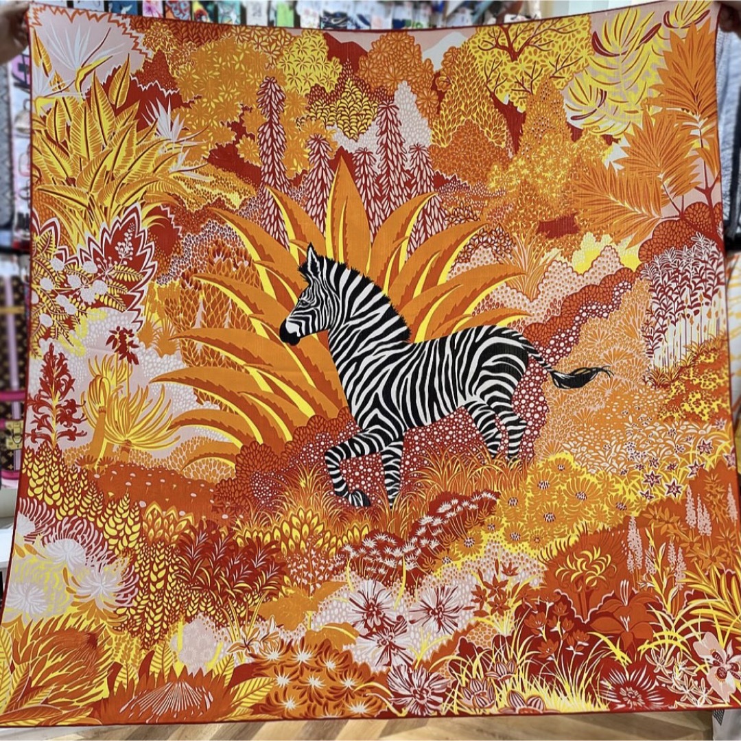 @H103 大判 スカーフ ストール オレンジ ゼブラ レディースのファッション小物(ストール/パシュミナ)の商品写真