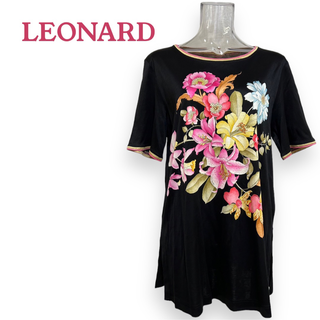 レオナール　トップス　ロング丈　Tシャツ　サイズ・Ｌ　LEONARD