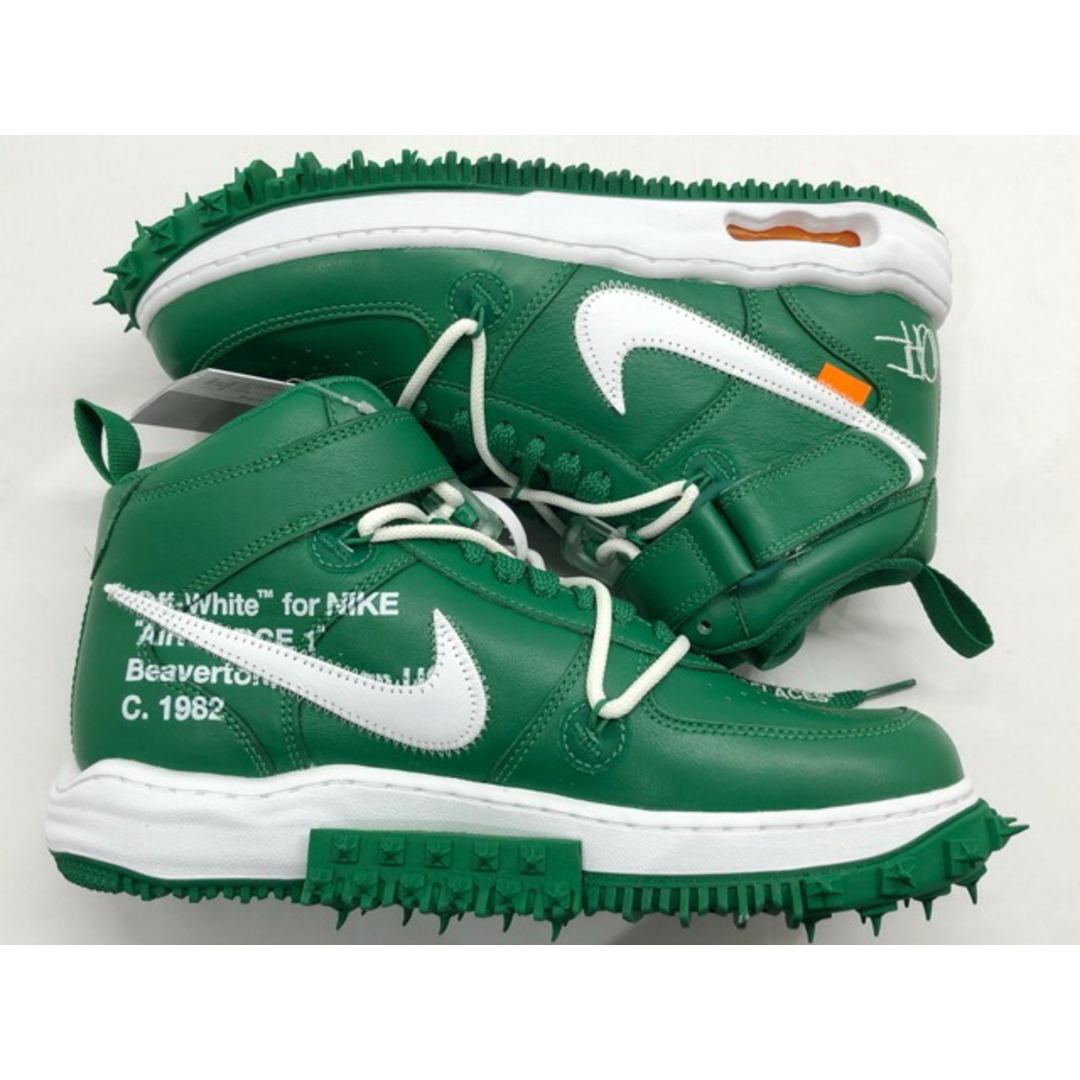 NIKE × OFF-WHITE ナイキ オフホワイト AIR FORCE 1 MID SP LTHR エア フォース 1 ミッド PINE GREEN パイングリーン / DR0500-300 26.5cm 【中古】【007】