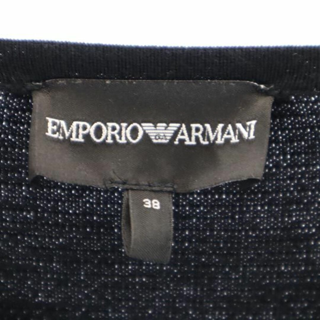 エンポリオアルマーニ 長袖 ロング フレア ニット ワンピース 38 黒 Emporio Armani 袖ベロア レディース   【230923】 5