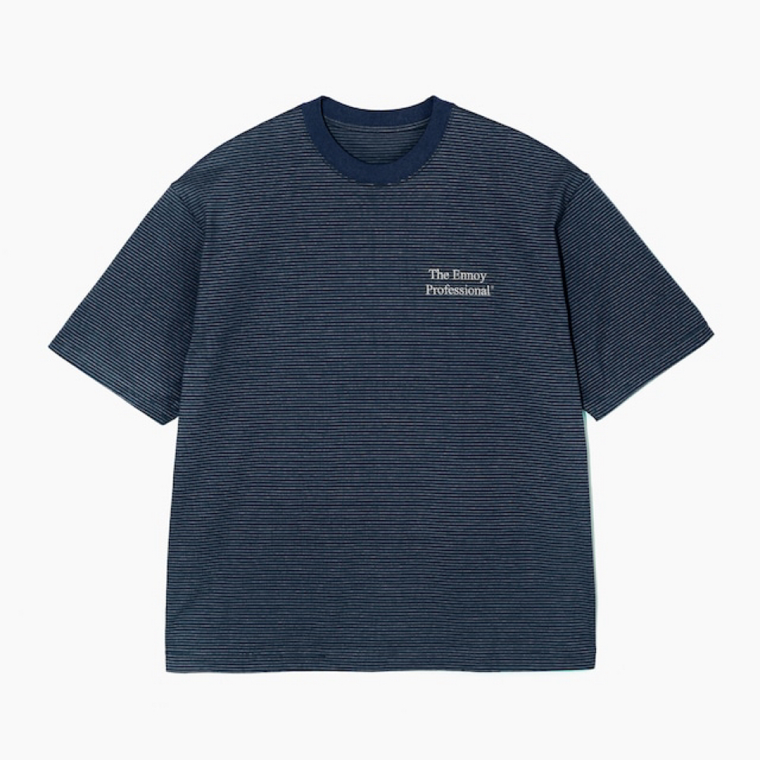 S/S Border T-Shirt ( NAVY × WHITE ) XL