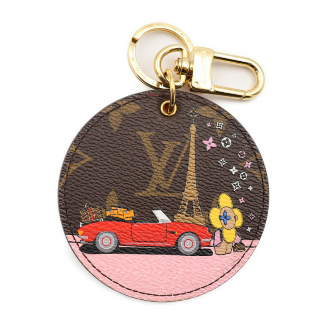 LOUIS VUITTON ルイ ヴィトン  ポルトクレ イリュストレ キーホルダー M68651 モノグラムキャンバス   ブラウン マルチカラー ゴールド金具 キーリング バッグチャーム ビトン 【本物保証】