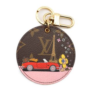 ルイヴィトン(LOUIS VUITTON)のLOUIS VUITTON ルイ ヴィトン モノグラム ポルトクレ イリュストレ キーホルダー M68651 PVC レザー  ブラウン マルチカラー ゴールド金具 キーリング バッグチャーム ビトン 【本物保証】(キーホルダー)