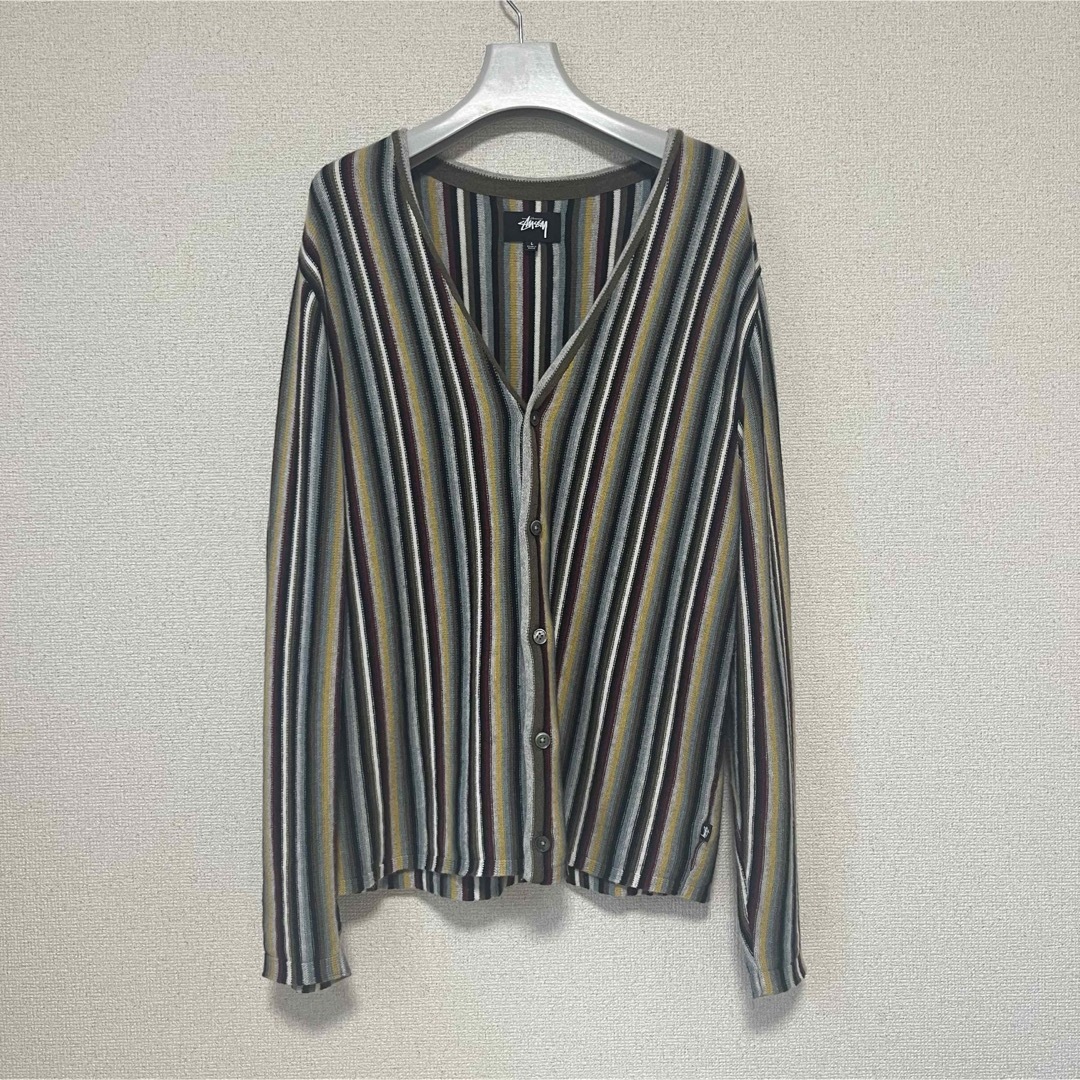 Stussy Stripe Pattern Cardigan L