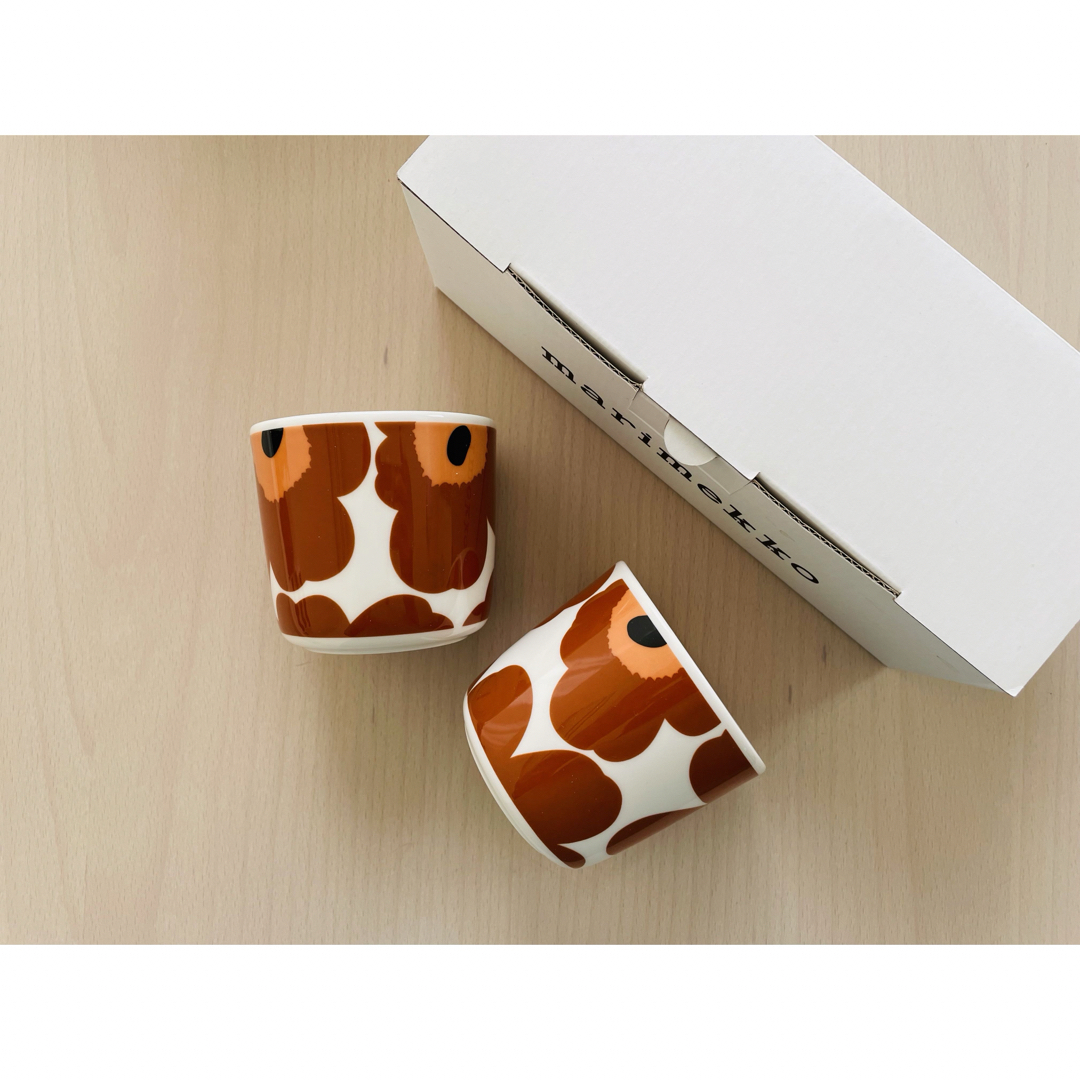 マリメッコ ラテマグ ウニッコ 2個 新品 オレンジ&ブラウン