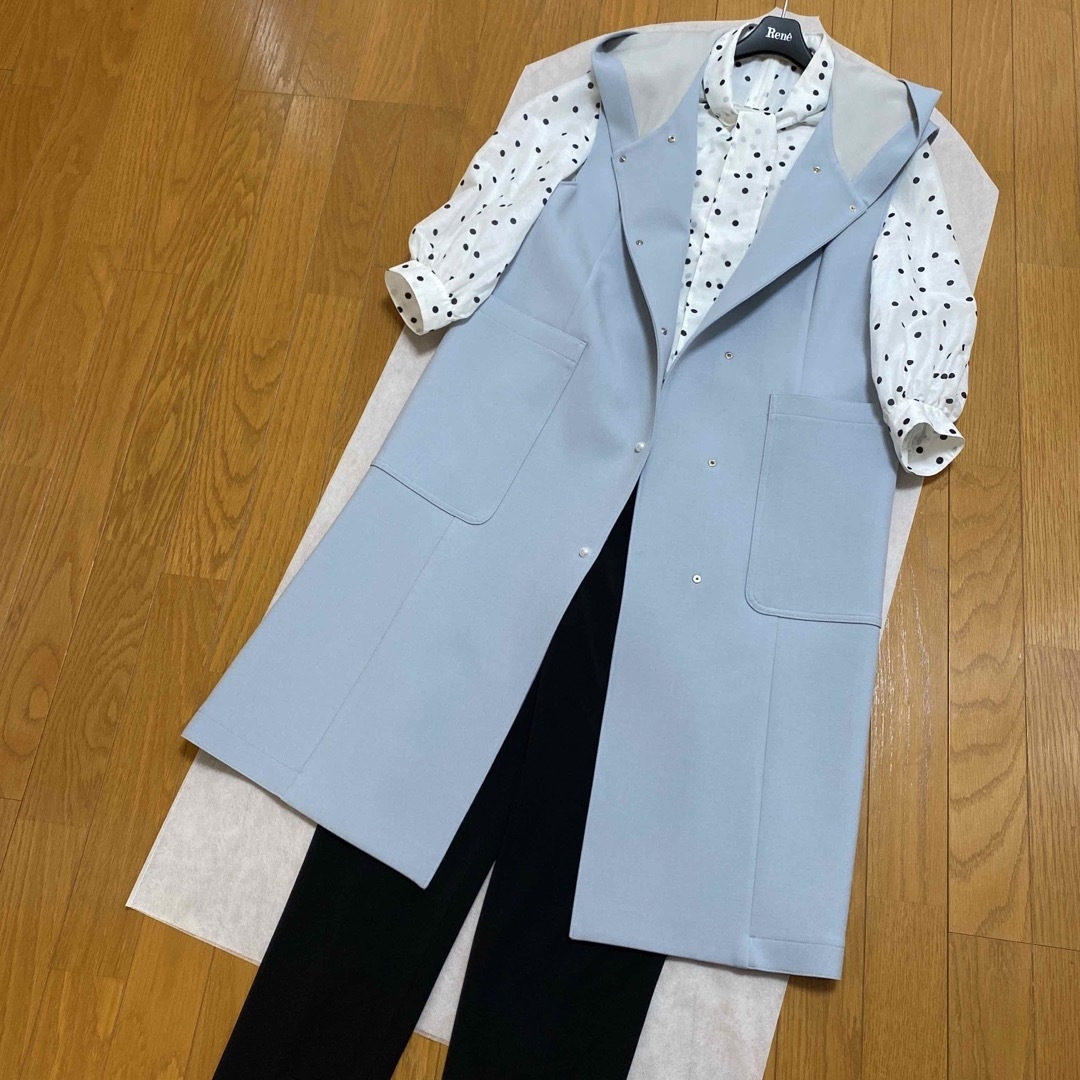 René - ルネ フーディ ロングジレ 34 ブルーの通販 by みぃ's shop