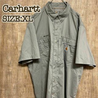 カーハート(carhartt)のCarhartt カーハート　ワークシャツ　グレー　ワンポイント　企業ロゴ　XL(シャツ)