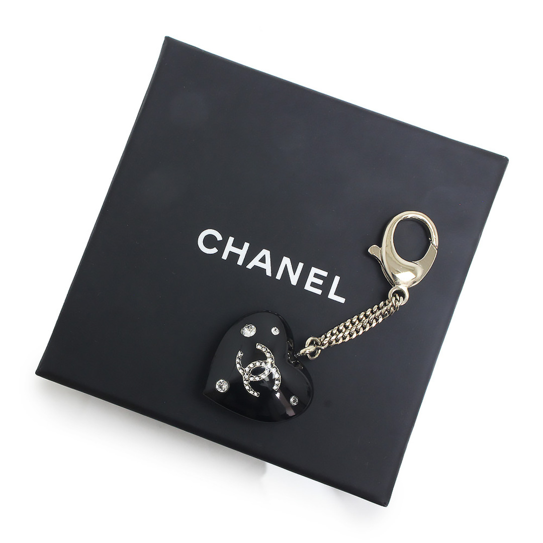 美品 CHANEL シャネル ココマーク ハート型 ラインストーン キーホルダー