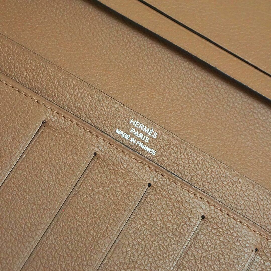 Hermes(エルメス)のエルメス シチズン ツイル ロング Toolbox ツールボックス 二つ折り長財布 札入れ ヴォーエバーカラー レザー シルク ベージュドゥワイマール D刻印 HERMES（中古） メンズのファッション小物(長財布)の商品写真