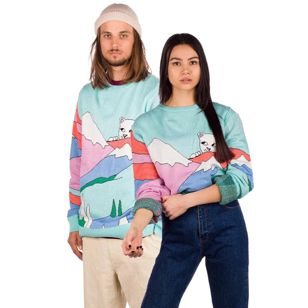 RIPNDIP(リップンディップ)のRIPNDIP ニット L Kiss The Sky Sweater ブルー メンズのトップス(ニット/セーター)の商品写真