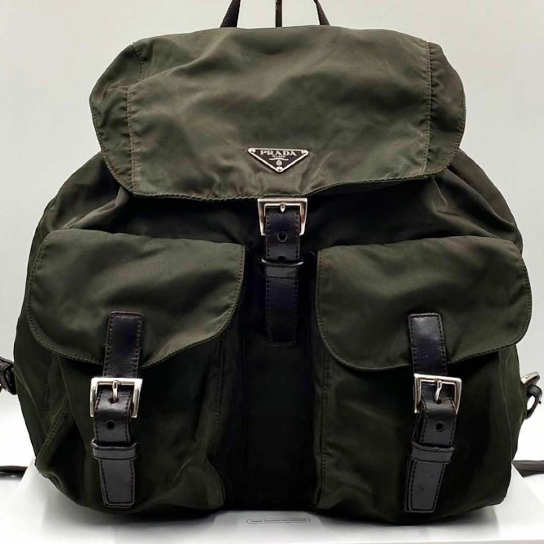 PRADA - 【レア色】プラダ PRADA リュックサック ナイロン レザー 三角