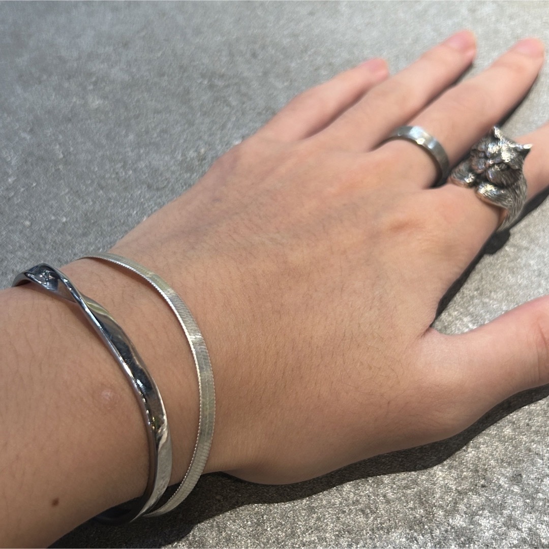 VINTAGE ヴィンテージ シルバー925 プレーンヘリンボーンブレスレット