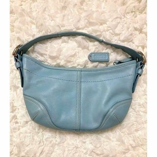 COACH コーチ ミニショルダー 肩掛け ワンショルダー ハンドバッグ ... COACH コーチ ブルー 青 ホワイト 白 シルバー金具 レザー ショルダーバッグ ワンショルダーバッグ レディース 402343