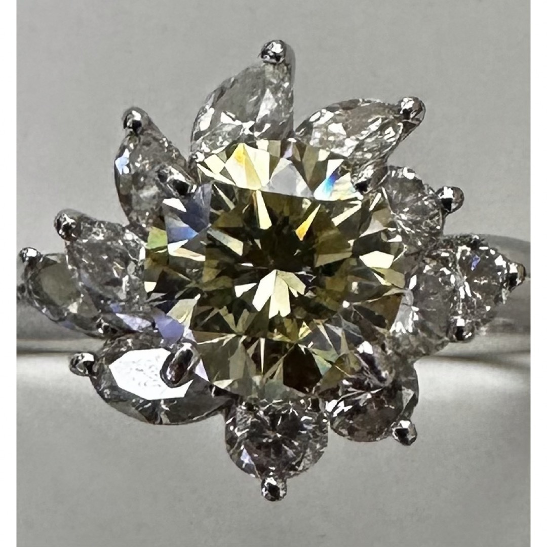 イエローダイヤモンド プラチナリング 1.263ct 鑑別書付き - リング(指輪)