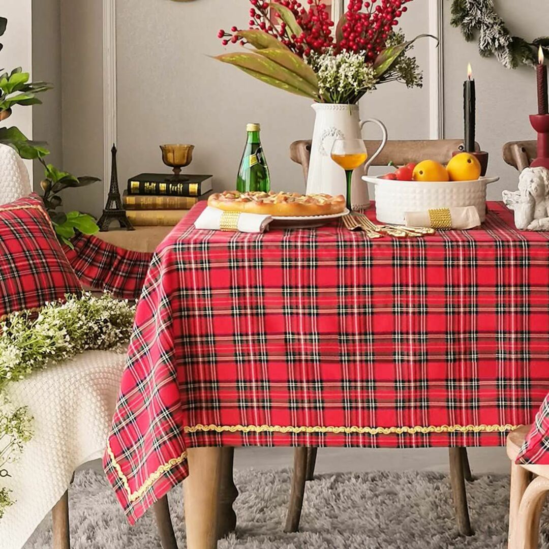 【色: 150X210CM】ARTFUL HOME 美しい赤いクリスマステーブル