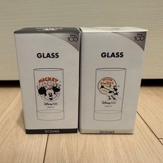スリーコインズ(3COINS)の《新品未使用》3COINS×ディズニーコレクション ガラスコップ2個セット(グラス/カップ)